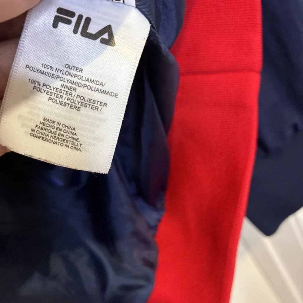 Fila Mens Quarter Zip Windbreaker Anorak Jacket Colorblock Navy Red XL